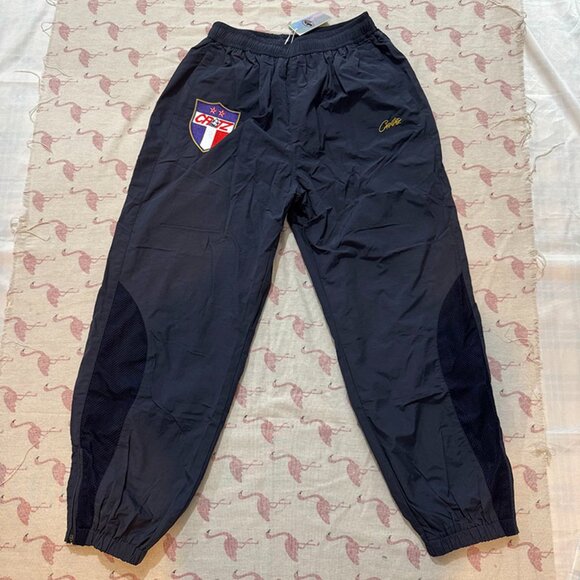 Corteiz Dark Blue Track Pants With Cuffs - Picture 1 of 7